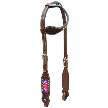 Bar H Equine Genuine Western American Leather Horse Premium Headstall & Breast Collar Set